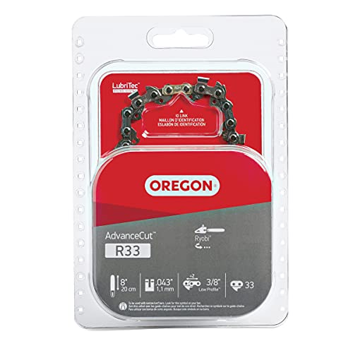 Oregon R33 AdvanceCut 8-Inch Replacement Chainsaw Chain, for Pole Saws & Chain Saw Tools, 8" Guide Bar, 33 Drive Links, Pitch: 3/8" Low Profile, 043" Gauge (R33)