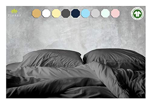 100% Organic Cotton Twin / Twin XL Duvet Cover - Smoke Gray - 500 Thread Count - GOTS Approved - Long Staple - for Duvet Insert, Down Comforter, Weighted Blanket -Luxury Collection - with Cloth Bag