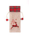 SHATCHI Wine Bottle Liquor Cover Bag with Drawstring Printed Pattern Burlap Hessian Linen Novelty Dinner Table Decorations-Reindeer/Snowman/Robin/Christmas Pudding, 15x35cm