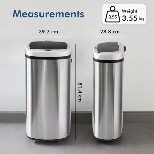 Healthy Choice 70-Liter Auto Sensor Trash Bin - Wave Your Hand for Auto Open/Close, Waterproof Lid, Optional Manual Operation, Touch to Open/Close, Battery Operated with Low Power Alarm