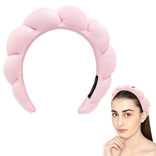 Spa Headband for Women, Makeup Headband for Sponge & Terry Towel Cloth Fabric Hair Band and Versed Headband for Face Washing, Makeup Removal, Shower, Skincare(Pink-1 Pc)