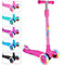 BELEEV Scooters for Kids 3 Wheel Kick Scooter for Toddlers Girls Boys, 4 Adjustable Height, Lean to Steer, Light up Wheels, Extra-Wide Deck, Easy to Assemble for Children Ages 3-12 (Rose Pink)