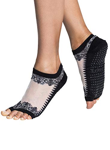 Yoga Socks for Women Non Slip, Toeless Non Skid Sticky Grip Sock - Pilates, Barre, Ballet (Flow)… (Black)