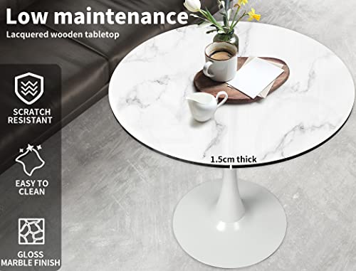 Levede Dining Table Kitchen Swivel Marble Tulip Outdoor Round Metal White 80cm