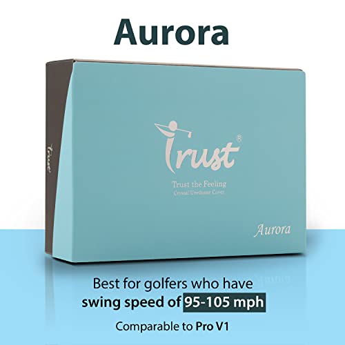 Trust Aurora Blue,Crystal Urethane Covered, Faster Core, 3 Piece Golf Ball, Soft & Elasticity Feel, Distance with Greenside Control (One Dozen)