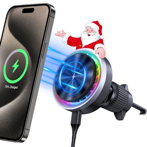 ZenGoose for MagSafe Car Mount Charger, 15 W Mobile Phone Holder Car with Charging Function for iPhone 15 Pro Max/14/13/12 Series, Charger with Cooling Fan