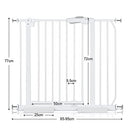 Child Pet Safety Gates Adjustable Baby Gate with A 10CM Extension Barrier 77CM Height 75~95CM Width - White