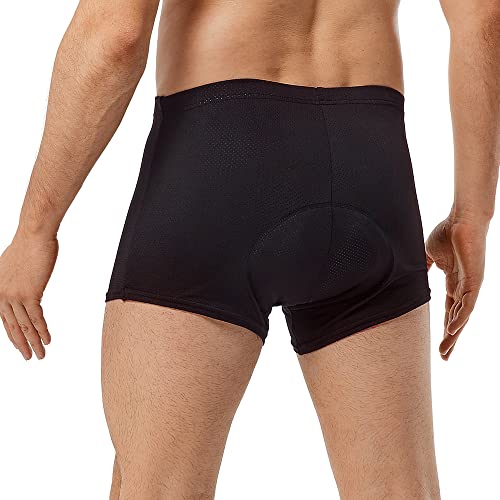 WOSAWE Men's Cycling Underwear Padded Shorts MTB Biking Boxer Briefs Shorts, Large Black