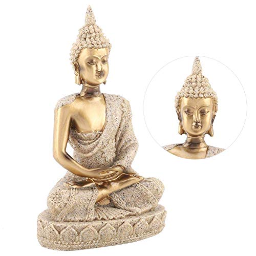 Praying Buddha Statue, Buddha Figurine Carving Statue, Meditating Seated Buddha Statue Carving Figurine Craft Home Decoration Ornament for Meditation Space/Prayer Room/Sacred Room (A Gold)