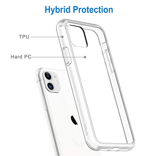 JETech Case for iPhone 11 6.1-Inch, Non-Yellowing Shockproof Phone Bumper Cover, Anti-Scratch Clear Back (Clear)