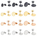 UNICRAFTALE About 48Pcs 4 Colors 3 Sizes 304 Stainless Steel Stud Earring Findings with Ear Nuts 0.8mm Pin Hypoallergenic Flat Round Earring Post with Hole Earring Studs Components for Earring Making