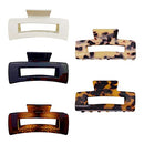 5 Pieces Hair Claw Clips, BetterJonny Women Girls Acrylic Rectangular Hair Clips Non-slip Tortoise Barrettes Leopard Print Hair Clips