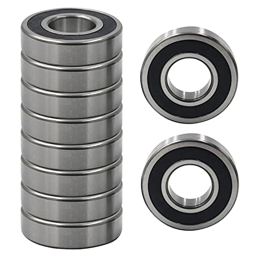 AcbbMNS 10 Pack 6200-2RS Ball Bearing 10x30x9mm Rubber Sealed Ball Bearing Deep Groove for Skateboards Inline Skate Scooter Roller (6200-2RS 10x30x9mm)