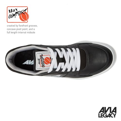 Avia 816 Men’s Basketball Shoes, Low Top Retro Sneakers for Indoor or Outdoor, Street or Court, Sizes 7 to 16, Black/White Trim, 14.5 Women/13 Men