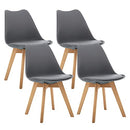 CangLong Mid Century Modern DSW Side Chair with Wood Legs for Kitchen, Living Dining Room, Set of 4, Grey