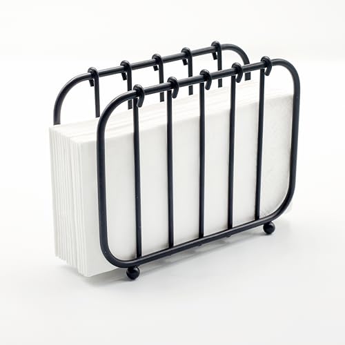Napkin Holder, Modern Metal Black Napkin Holder for Kitchen, Countertops & Outdoor Tables - Napkin Holder for Table - Suitable for All Dining Room Decors Napkin Holders For Paper Napkins - (Black)