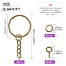 Swpeet 450Pcs Sliver Key Chain Rings Kit, 150Pcs Keychain Rings with Chain and 150Pcs Jump Ring with 150Pcs Screw Eye Pins Bulk for Jewelry Findings Making (Bronze)