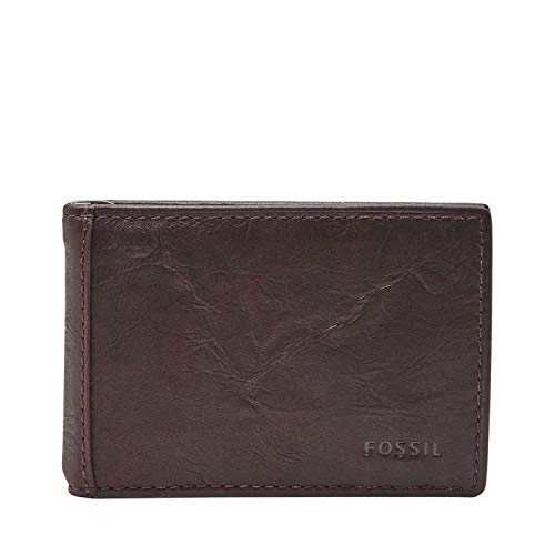 Fossil Men's Neel Leather Money Clip Bifold Wallet, brown, One Size