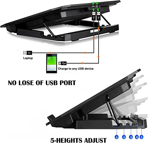 Zeptron Height Adjustable Laptop Cooling Pad / Cooling Stand / Cooler with Two Fans Compatible for HP, Dell, MacBook, Lenovo, Acer / 10 Inches, 13”,14 Inch,15.6 Inches All Laptops & Notebooks