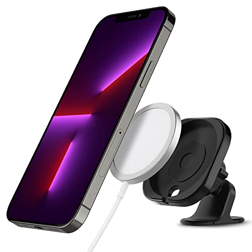 SPIGEN MagFit Adhesive Phone Holder Dashboard Car Mount Designed for Mag Safe (Charger, Cable & USB-C Car Charger NOT Included) Compatible with iPhone 15/14/13/12/Max/Pro/Plus/mini - Black