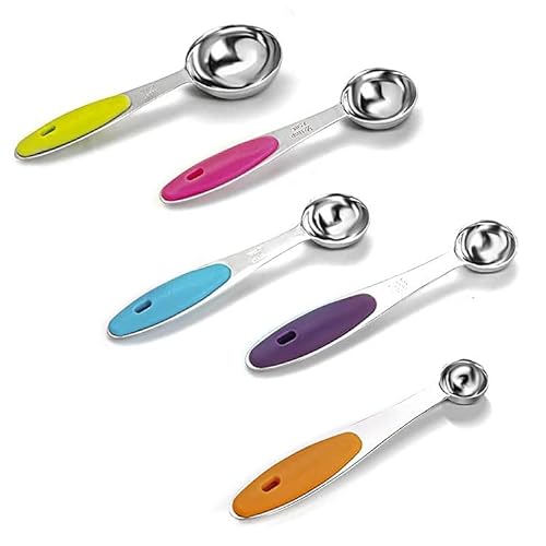 10 Pcs Measuring Cups and Spoons Set, Includes 5 Stainless Steel Nesting Measuring Cups & 5 Mini Measuring Spoons,Stackable Handle Accurate Tablespoon for Measuring Dry and Liquid Ingredients