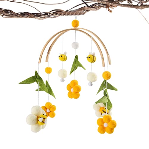 Baby Bed Bell | Hand Made Crib Mobile Bees | Bee Decor Nursery Crib Mobile Wooden Baby Nursery Mobiles Bed Flower Decoration for