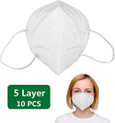 10 Packs Unisex Dust Masks Fold-Flat Dustproof Disposable Face Masks Valve 5 Layer Air Filter