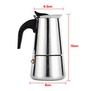 Stainless Steel Moka Pot Espresso Coffee Maker Stove Home Office Use Coffee Maker Single Serve K-Cup Pod Coffee Brewer(300ML)