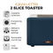 Tower T20036MNB Cavaletto 2-Slice Toaster with Defrost/Reheat, Stainless Steel, 850W, Midnight Blue and Rose Gold