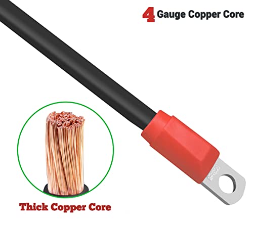 OXTOUF DS Golf Cart Battery Cable Set for Club Car 36V/48V Golf Buggies, 4 AMG Heavy Duty Flexible Battery Cables with Cast Plastic Wrapped Lugs, Durable and Easy to Bend, 5 Pcs