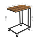 Vasagle End Table, Side Table, Coffee Table, with Steel Frame and Castors, Easy Assembly, Industrial, for Living Room, Bedroom, Balcony, Rustic Brown and Black