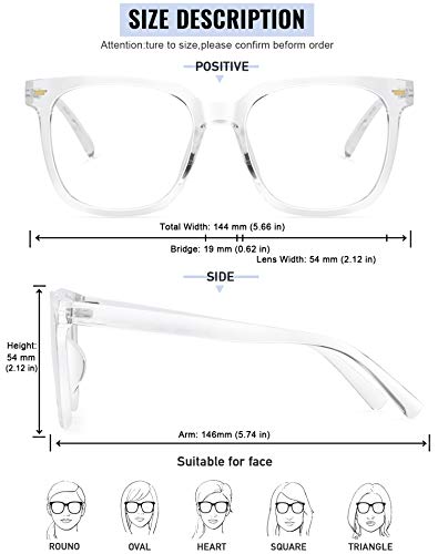 Oversized Blue Light Blocker Glasses for Women Square Computer Eyeglasses Reduce Eye Strain