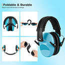 Beedove Kids Ear Muffs Hearing Protection, 2 Packs SNR 27DB Foldable & Adjustable Safety Noise Cancelling Ear Muffs Noise Blocking Children Earmuffs for Sleeping, Studying, Shooting（Blue）