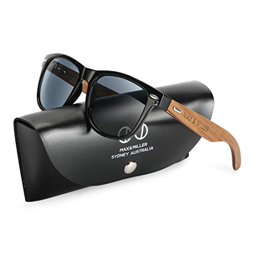 Max & Miller Wood Sunglasses for Men Women with real Hardwood Temples ARCADIA