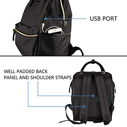 KROSER Laptop Backpack 15.6 Inch Stylish School Backpack Doctor Bag Water Repellent College Casual Daypack with USB Port Travel Business Work Bag for Men/Women-Black