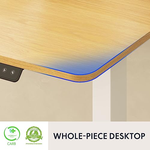 FLEXISPOT Standing Desk Adjustable Height with Whole Piece Desk Board 43 x 24 Inch Electric Stand Up Desk Home Office Computer Workstation Sit Stand Desk, Maple Top + White Frame