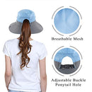 Muryobao Women's Sun Hat Outdoor UV Protection Foldable Mesh Bucket Hat Wide Brim Summer Beach Fishing Cap Sky Blue, Fit Head Circumference Size: 21"-23"