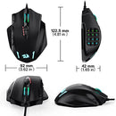 Redragon M908 Impact RGB Gaming Mouse, 12400 DPI Wired Laser MMO Mouse with High Precision Actuation, 12 Macro Side Buttons and 16.8 Million Customized Breathing Backlight for PC/Laptop