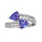 Gin and Grace 10K White Gold Mozambique Genuine Tanzanite Ring with Diamonds for women | Ethically, authentically & organically sourced (Trillion-cut) shaped Tanzanite hand-crafted jewelry for her