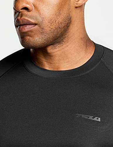 TSLA Men's Cool Dry Fit Long Sleeve Compression Shirts, Athletic Workout Shirt, Active Sports Base Layer T-Shirt MUD11-NBK Large