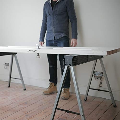 STANLEY Folding Work Bench Saw Horse Twin Pack, Heavy Duty Metal Leg with Side Latch, 1-97-475