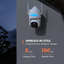 Dzees 2K Security Cameras Wireless Outdoor WiFi, Siren Alarm Spotlight Outdoor Camera Wireless Battery Powered, 360° PTZ Camera, AI Motion Detection, 2-Way Talk, Color Night Vision, IP66, Cloud/SD