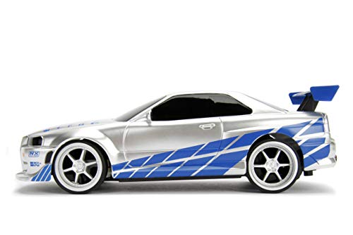 Jada Toys Fast & Furious 1:24 2002 Nissan GT-R R34 Remote Control Car RC with 2.4GHz, Toys for Kids and Adults (99371)