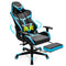 POWERSTONE Massage Gaming Chair Recliner - Racing E-Sports Computer Chair with Footrest Lumbar Support and Headrest Ergonomic Office Chair PU Leather High Back Adjustable Swivel Chair, Blue