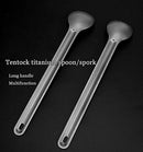 Tentock Titanium Long Handle Spoon Spork for Backpacking Meal Ultralight Camping Flatware Cooking Utensils Multifunctional Tableware with Storage Bag Ideal for Camping Hiking Picnic (Spoon)