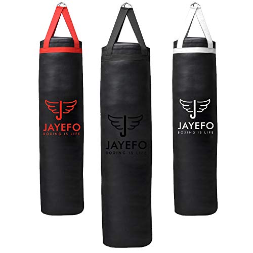 Jayefo Sports Punching Bag - Hanging Boxing Bag for MMA, Karate, Judo, Muay Thai, Kickboxing, Self Defense Training for Training at Home or Gym - Unfilled Heavy Bag 70 to 100 lbs - 4FT - Black