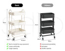 Levede 3 Tiers Kitchen Trolley Cart Steel Storage Rack Shelf Organiser White, Metal Utility Cart, 3-Tier Kitchen Trolley with 4 Wheels, Rolling Storage Cart Trolley for Kitchen Storage & Organisation