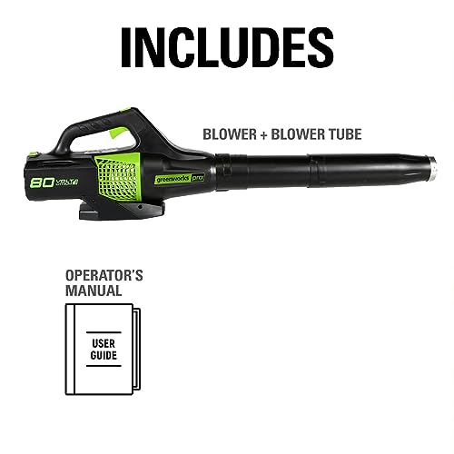 Greenworks 80V (145 MPH / 580 CFM / 75+ Compatible Tools) Cordless Brushless Axial Leaf Blower, Tool Only