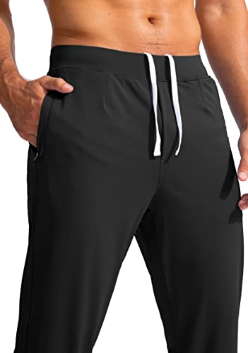 G Gradual Men's Golf Joggers Pants with Zipper Pockets Stretch Sweatpants Slim Fit Track Pants Joggers for Men Work Running, Black, X-Large