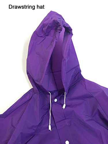 Thick EVA Raincoats with Hood,Reusable lightweight Rain Ponchos for Women Men Girl Boy,220g,(Purple)